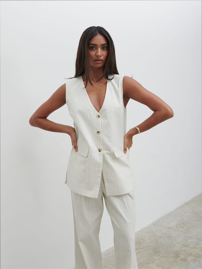 Sachi Is 5’7” & Wears Size UK 8|Harlee Waistcoat - Pinstripe