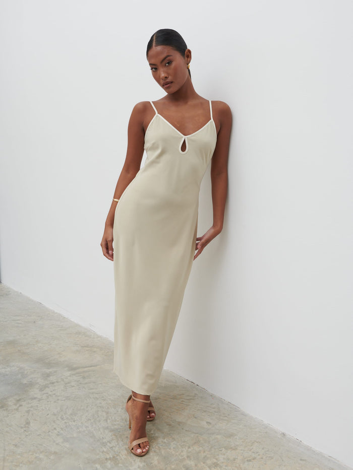 Harper Slip Midaxi Dress - Gold and Oyster