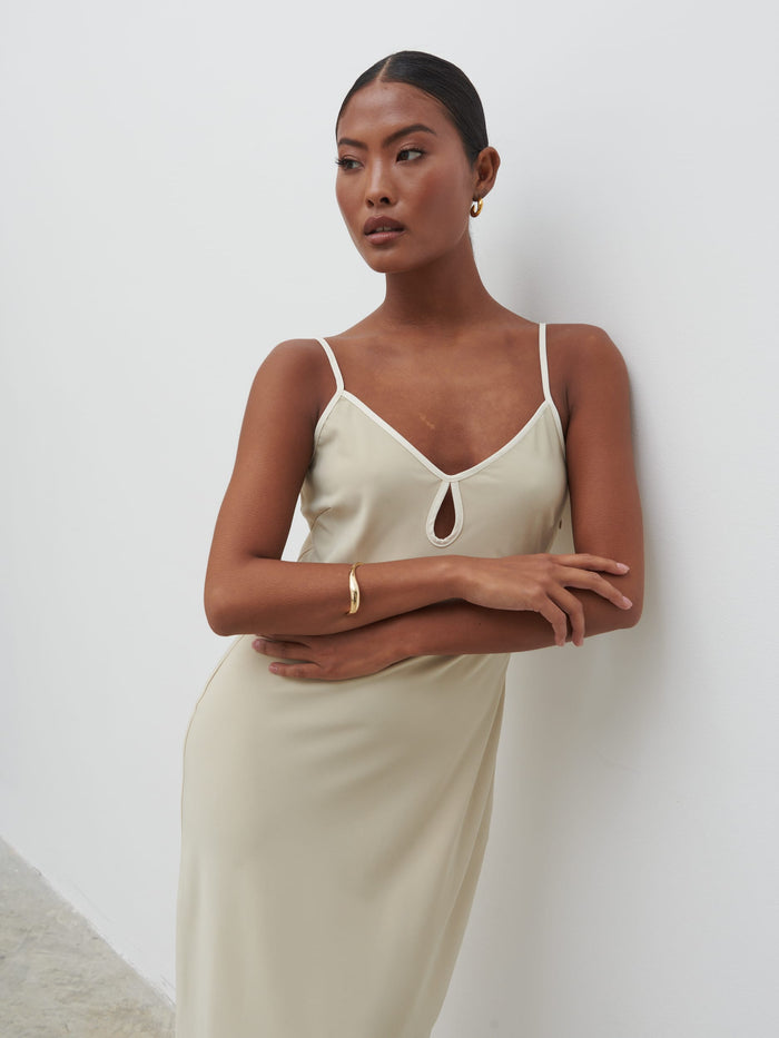 Harper Slip Midaxi Dress - Gold and Oyster