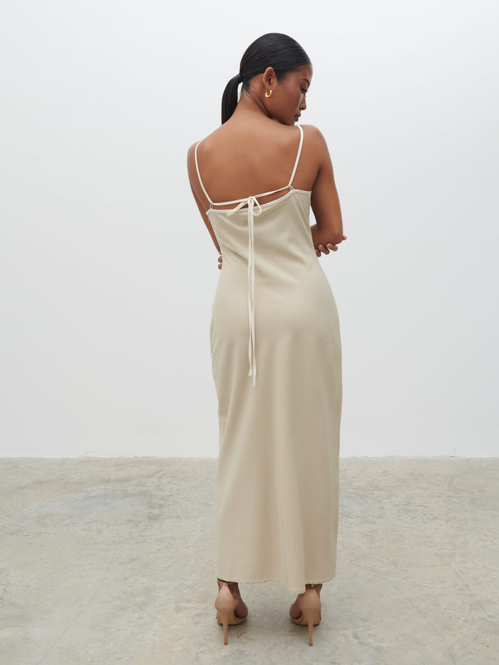 Harper Slip Midaxi Dress - Gold and Oyster