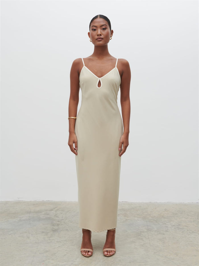 Harper Slip Midaxi Dress - Gold and Oyster