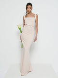 Marina Is 5'7.5" & Wears Size UK 8|Harriet Cowl Neck Crepe Maxi Bridesmaid Dress - Blush