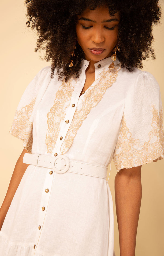 Haven Embroidered Linen Maxi Dress, color_white