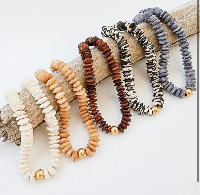 Heishi Bone Necklace | Black/White