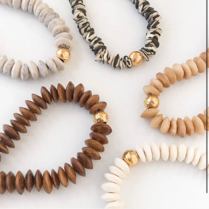 Heishi Bone Necklace | Cream