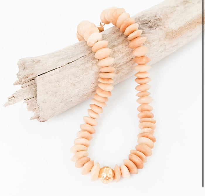 Heishi Bone Necklace | Tan