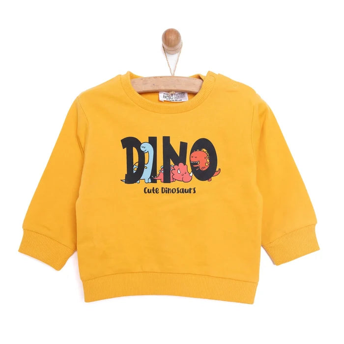HelloBaby Baby Boy Dino Patterned Sweatshirt - Mustard - ebebek - Black Friday