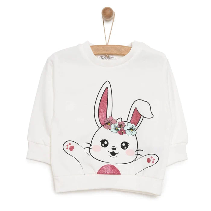 HelloBaby Baby Girl Rabbit Printed Sweatshirt - Ecru - ebebek - Black Friday