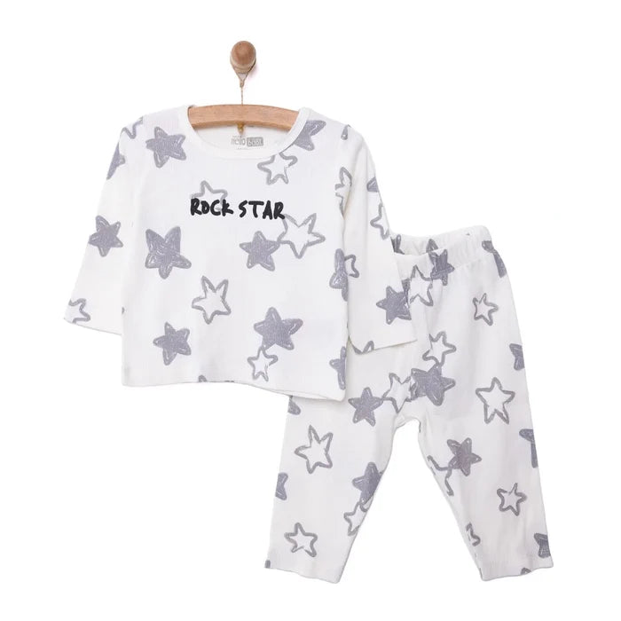 HelloBaby Boy Long Sleeve Pyjamas Set - Ecru Ecru - ebebek