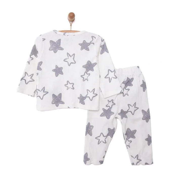 HelloBaby Boy Long Sleeve Pyjamas Set - Ecru Ecru - ebebek