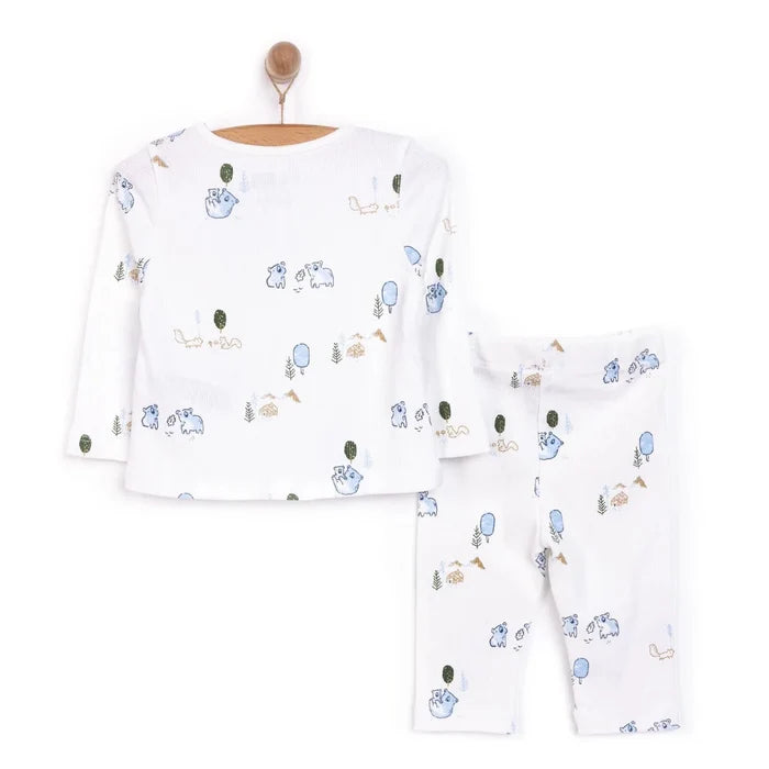 HelloBaby Boy Long Sleeve Pyjamas Set - Ecru Ecru - ebebek
