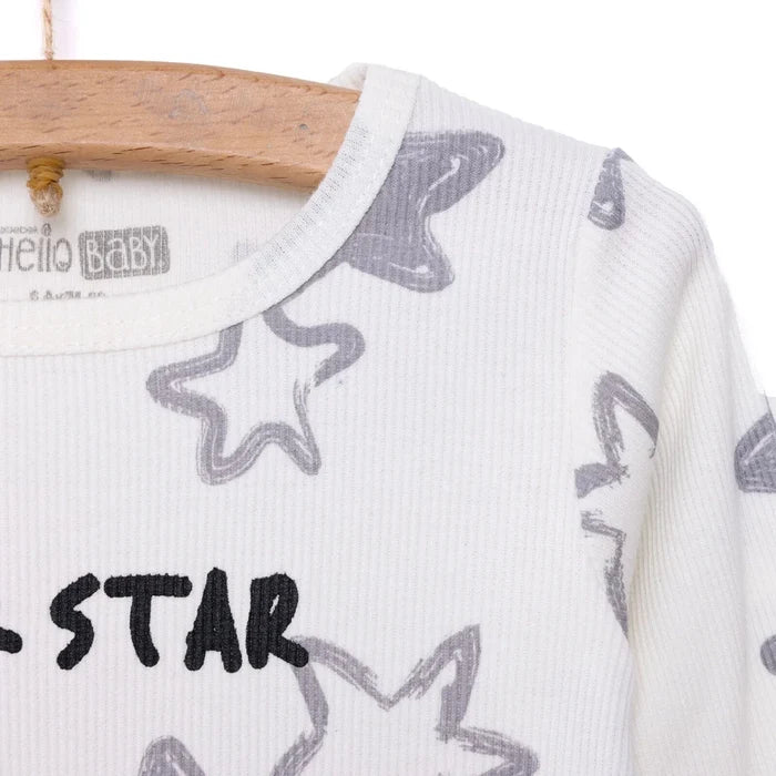 HelloBaby Boy Long Sleeve Pyjamas Set - Ecru Ecru - ebebek