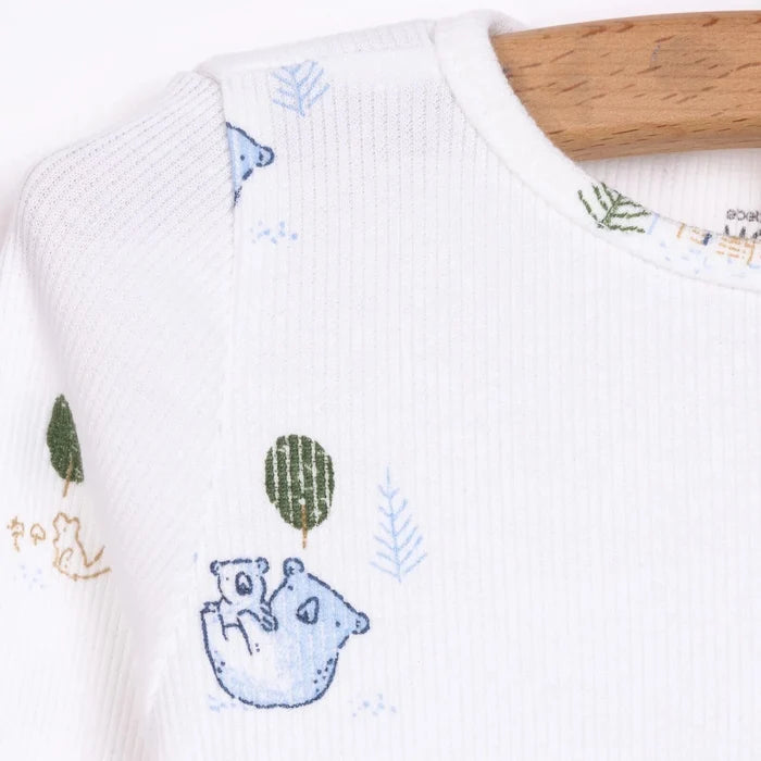 HelloBaby Boy Long Sleeve Pyjamas Set - Ecru Ecru - ebebek