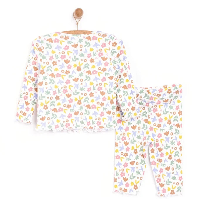 HelloBaby Girl Long Sleeve Pyjamas Set - Ecru Ecru - ebebek