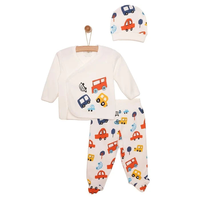 HelloBaby Newborn Baby Boy Body - Hat - Footed Bottom - Ecru Ecru - ebebek