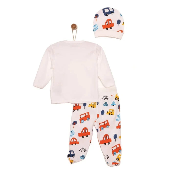 HelloBaby Newborn Baby Boy Body - Hat - Footed Bottom - Ecru Ecru - ebebek