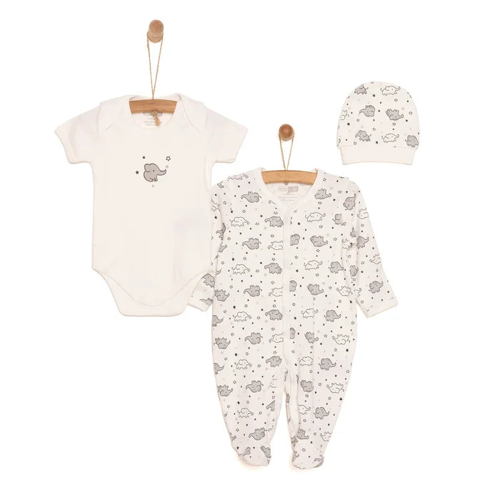 HelloBaby Newborn Unisex Baby Footed Jumpsuit - Body - Hat - Ecru - ebebek - Black Friday
