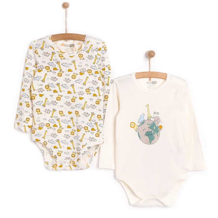 HelloBaby Unisex 2 - Pack Long Sleeve Body - Ecru - ebebek - Black Friday