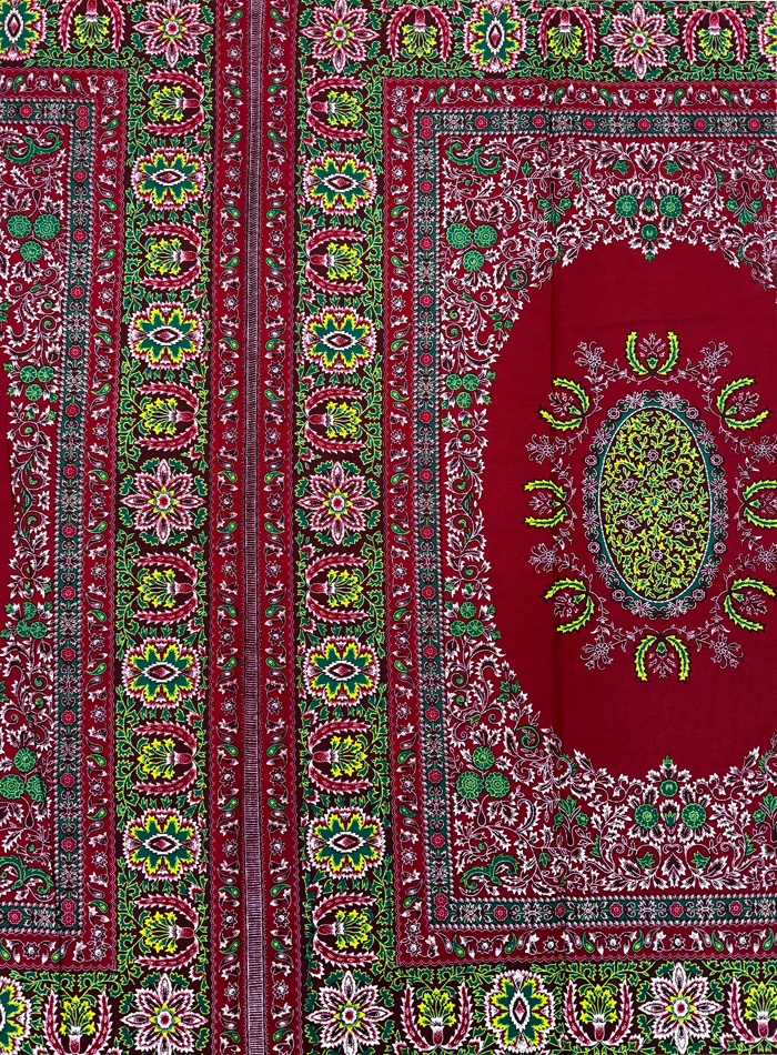 Hollandais Print -Java Design- Dark Red Yellow Green White Brown