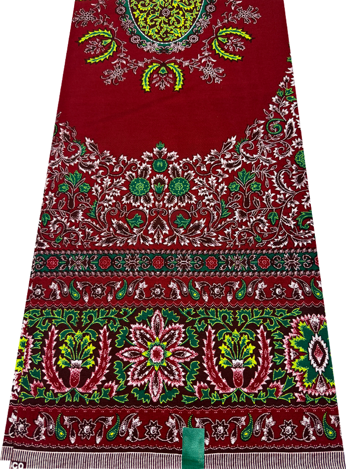 Hollandais Print -Java Design- Dark Red Yellow Green White Brown