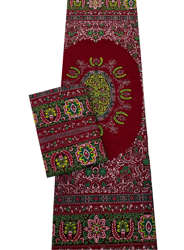 Hollandais Print -Java Design- Dark Red Yellow Green White Brown