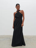 Elle Is 5'3" & Wears Size UK 8|Hollie Shirred Maxi Dress - Black