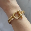 Horse Bit Shackle Cuban Bracelet- Equestrian Steel