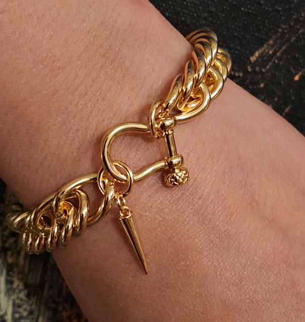 Horse Bit Shackle Cuban Bracelet- Equestrian Steel