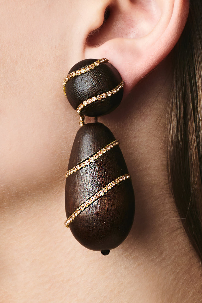 HUDSON ROBLE WOOD CHAMPAGNE DROP EARRINGS