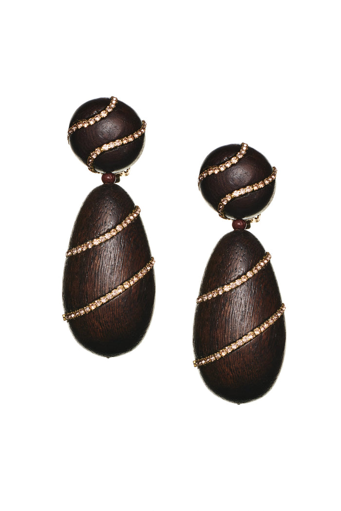 HUDSON ROBLE WOOD CHAMPAGNE DROP EARRINGS