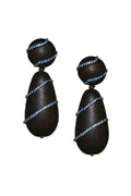 HUDSON ROBLE WOOD ICE BLUE DROP EARRINGS
