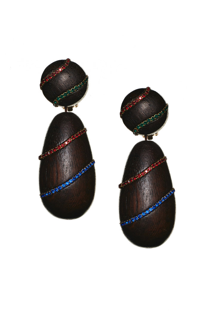 HUDSON ROBLE WOOD MULTI DROP EARRINGS