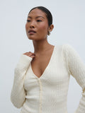 Elle Is 5'3" & Wears Size UK XS|Iliana Cable Knit Cardigan - Cream