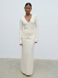 Elle Is 5'3" & Wears Size UK XS|Iliana Cable Knit Midaxi Skirt - Cream