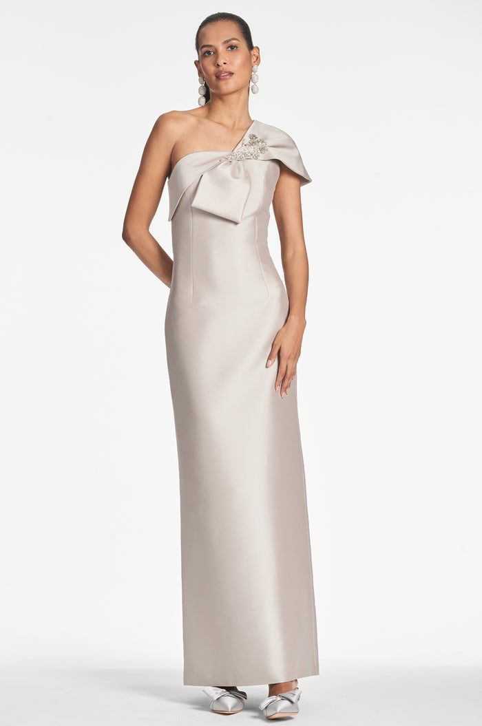 INES GREY MIKADO COLUMN GOWN - FINAL SALE