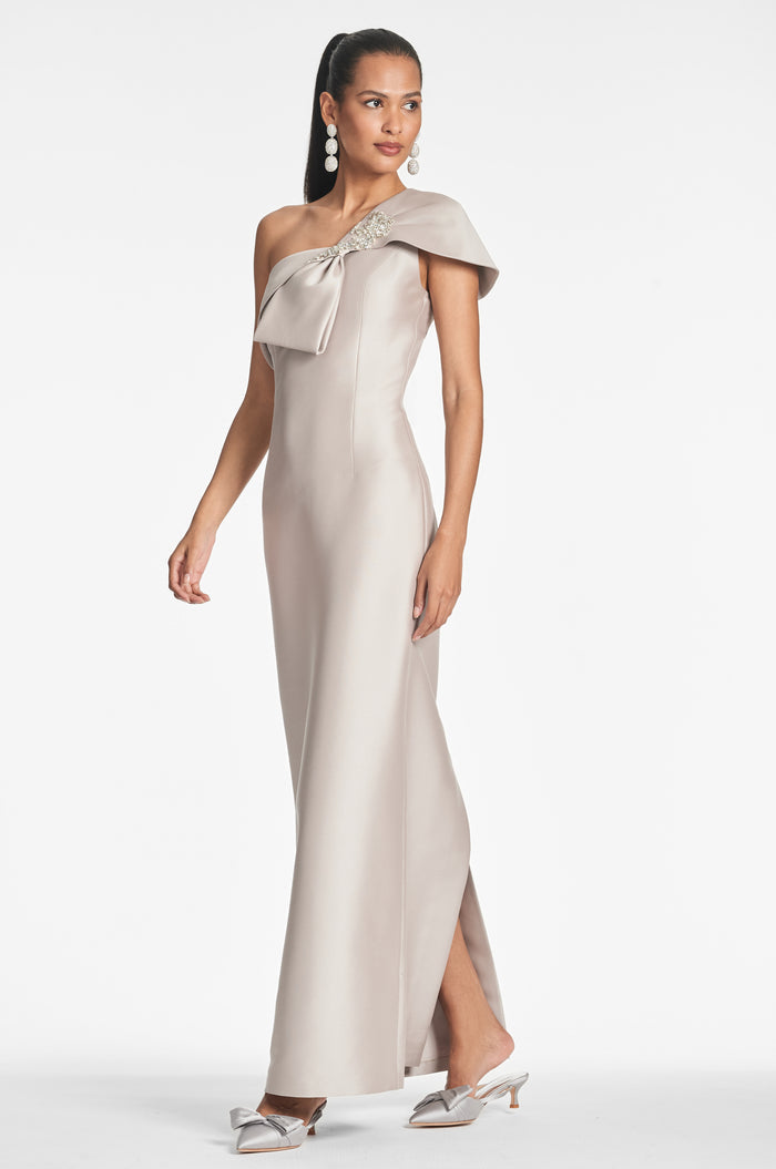 INES GREY MIKADO COLUMN GOWN - FINAL SALE