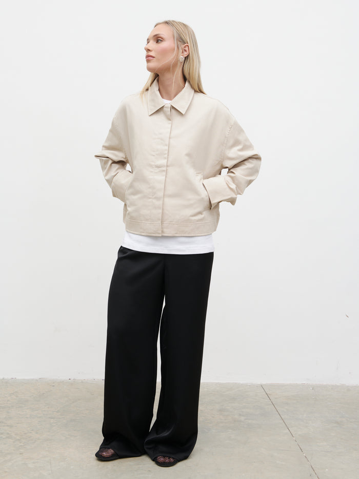Isla Cropped Trench Coat - Stone