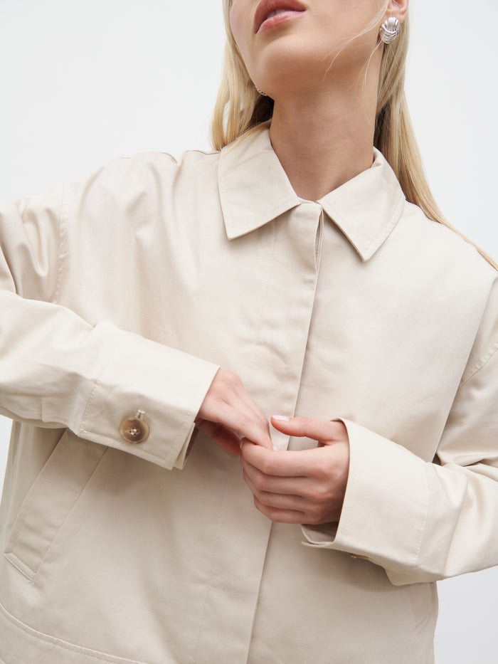 Isla Cropped Trench Coat - Stone