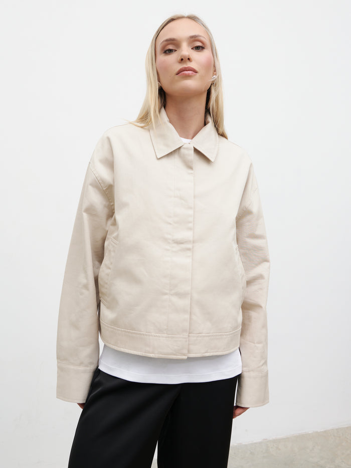 Isla Cropped Trench Coat - Stone