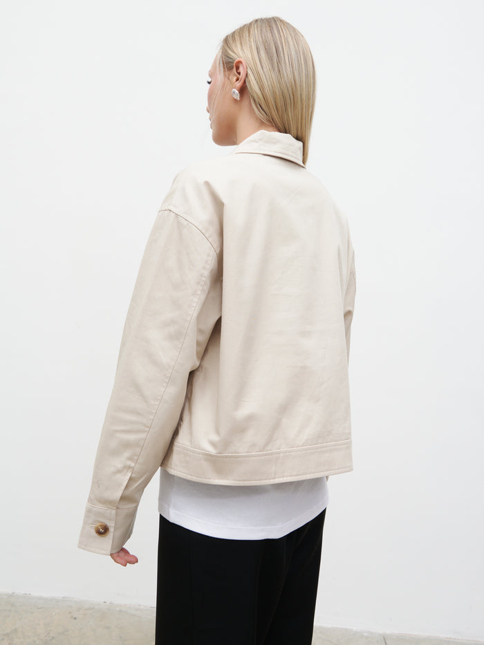 Isla Cropped Trench Coat - Stone