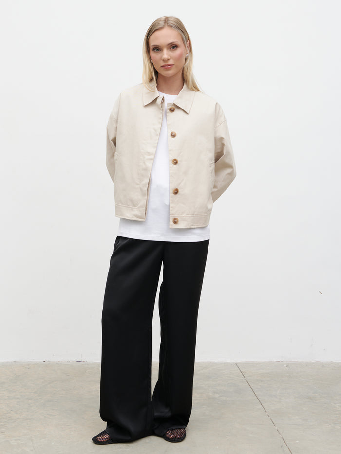 Isla Cropped Trench Coat - Stone