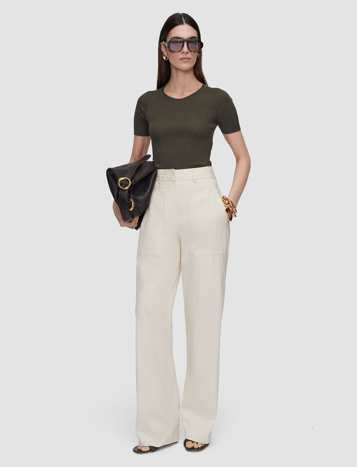 White Jaber Light Cotton Stretch Trousers - Joseph