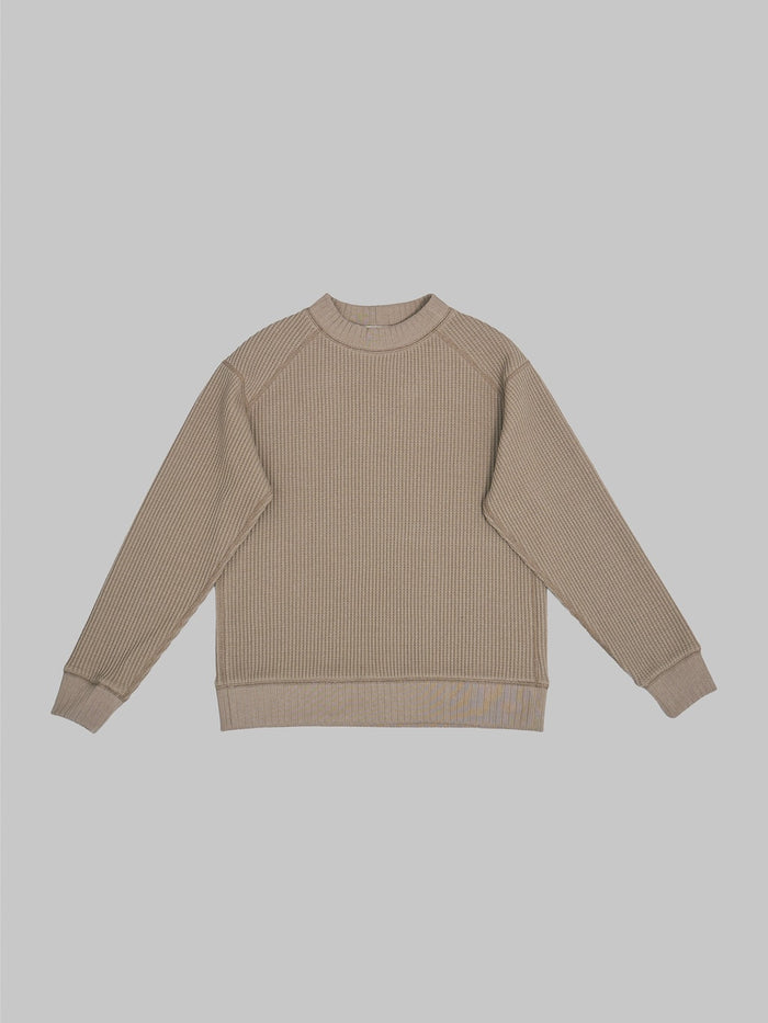 Jackman Waffle Midneck Sweater Taupe front look