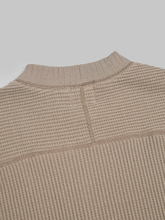 Jackman Waffle Midneck Sweater Taupe fabric