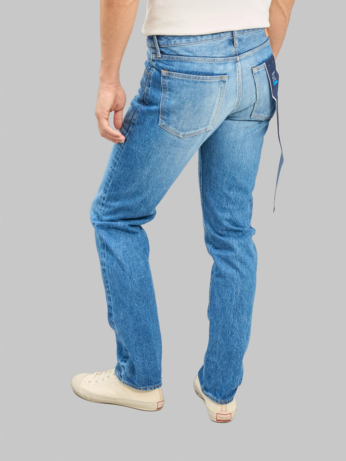 Japan Blue J301-MID 14.8oz US Cotton Stonewashed Circle Straight Jeans Middle Indigo