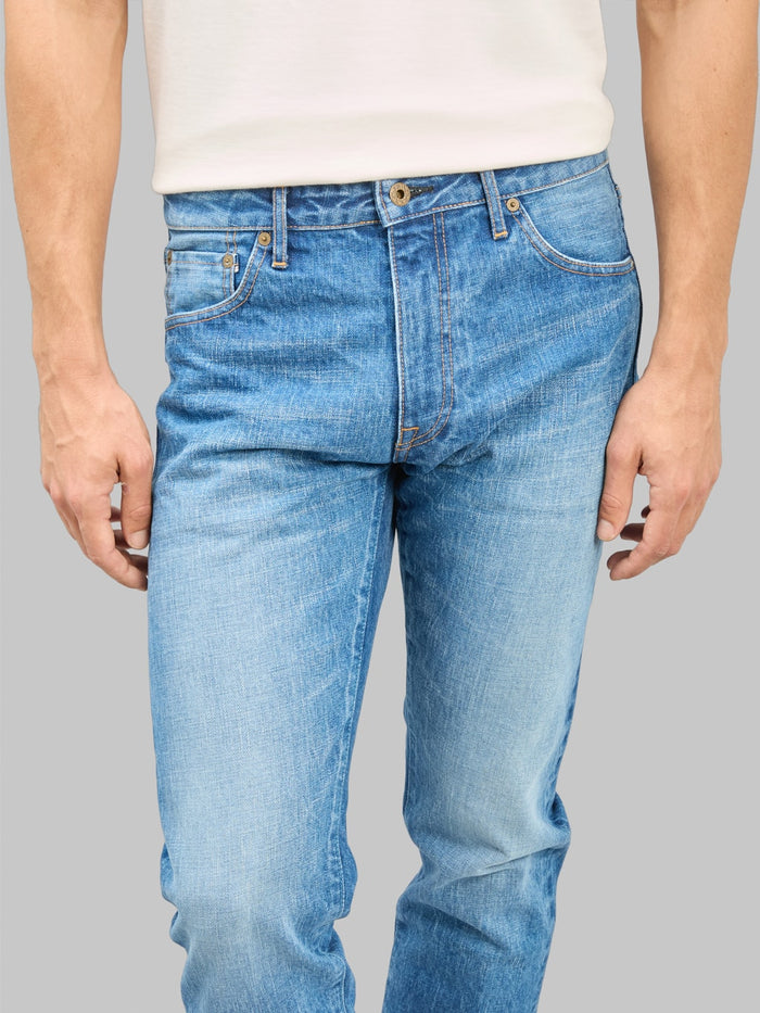 Japan Blue J301-MID 14.8oz US Cotton Stonewashed Circle Straight Jeans Middle Indigo