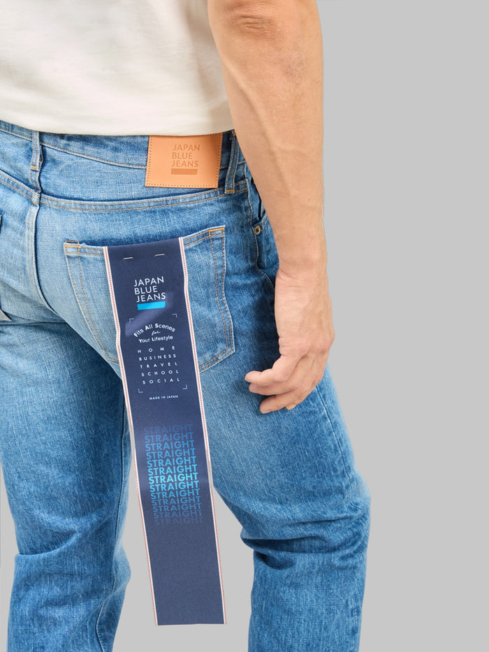 Japan Blue J301-MID 14.8oz US Cotton Stonewashed Circle Straight Jeans Middle Indigo
