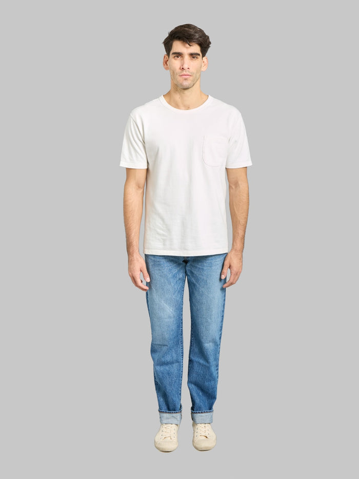 Japan Blue J401-MID 14.8oz US Cotton Stonewashed Circle Classic Straight Jeans Middle Indigo - Redcast Heritage Co.