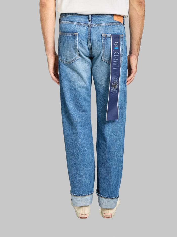 Japan Blue J401-MID 14.8oz US Cotton Stonewashed Circle Classic Straight Jeans Middle Indigo - Redcast Heritage Co.