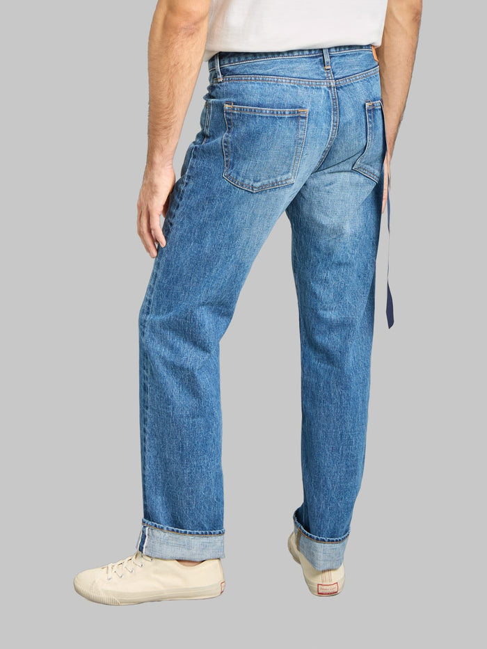 Japan Blue J401-MID 14.8oz US Cotton Stonewashed Circle Classic Straight Jeans Middle Indigo - Redcast Heritage Co.